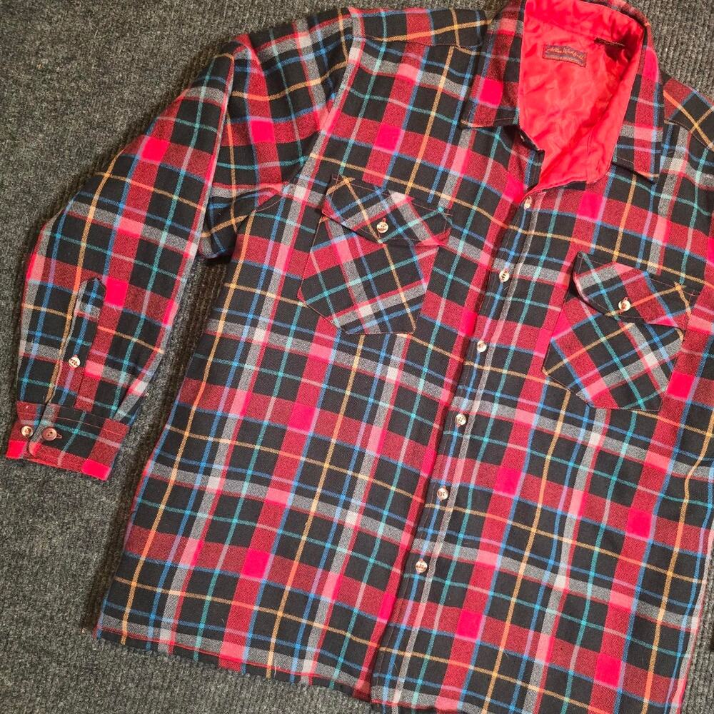 Vintage 80s Allen Wickfield Wool Flannel. mens XL - Picture 2 of 5